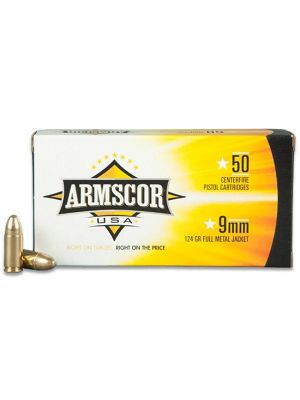 Armscor 9mm 124gr Ammunition Brass FMJ - Click Image to Close